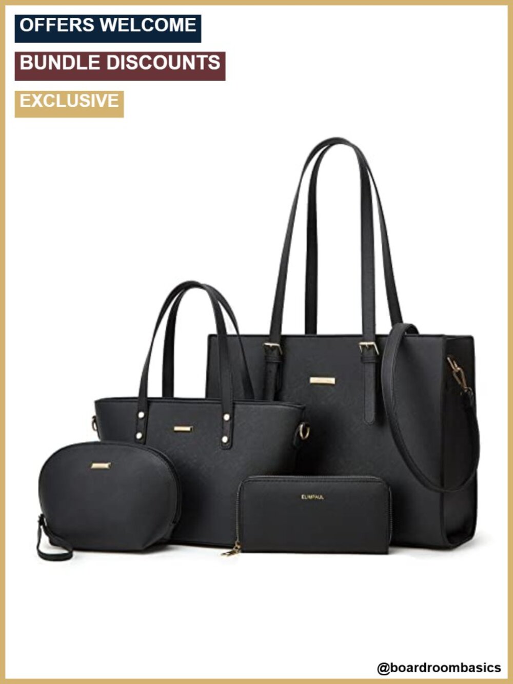 Synthetic Leather Tote Bag Set Top Handle Satchel Crossbody Purse